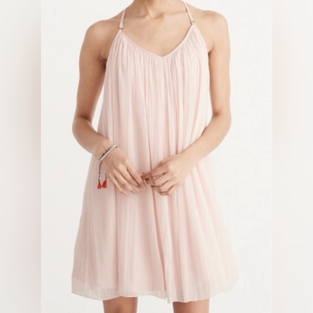 Abercrombie & Fitch chiffon pleated light pink mini dress NWT